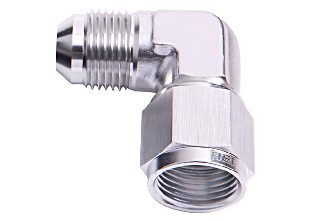 Aeroflow AF143-06S 90Deg Female - Male -6AN Silver Swivel Nut