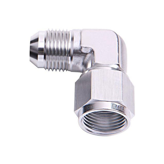 Aeroflow AF143-08S 90Deg Female - Male -8AN Silver Swivel Nut