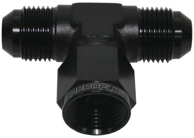 Aeroflow AF144-04BLK AN Tee -4AN Female Nut Black Swivel Nut On Side AF144-04BLK