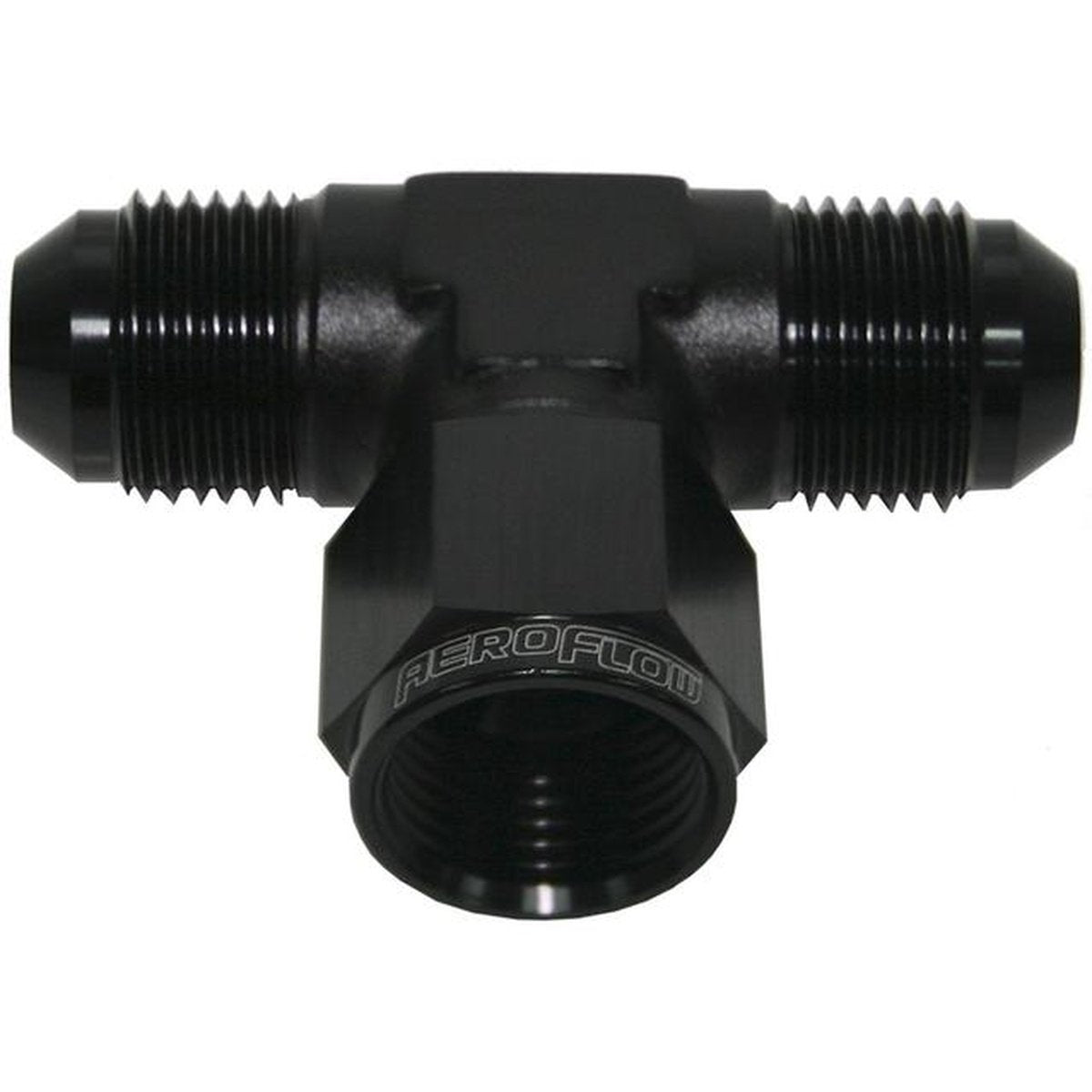 Aeroflow AF144-06BLK AN Tee -6AN Female Nut Black Swivel Nut On Side AF144-06BLK
