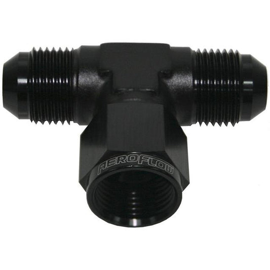 Aeroflow AF144-06BLK AN Tee -6AN Female Nut Black Swivel Nut On Side AF144-06BLK