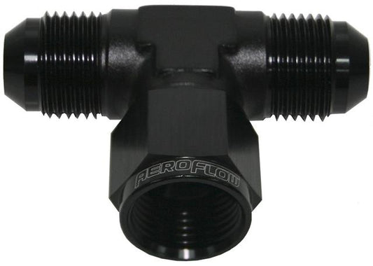 Aeroflow AF144-03BLK AN Tee -3AN Female Nut Black Swivel Nut On Side AF144-03BLK