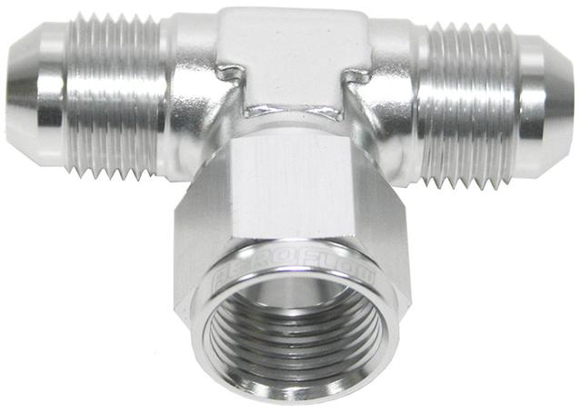 Aeroflow AF144-12S AN Tee -12AN Female Nut Silver Swivel Nut On Side AF144-12S