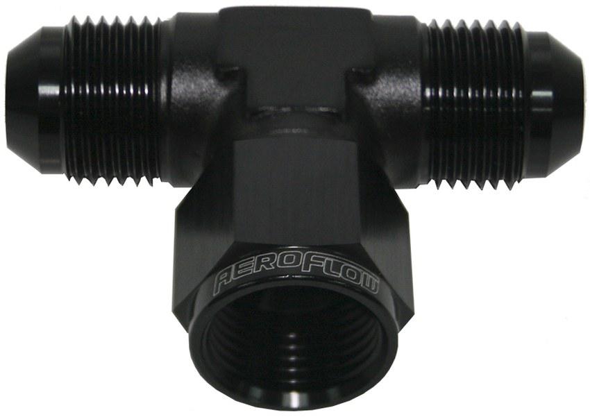 Aeroflow AF144-12BLK AN Tee -12AN Female Nut Black Swivel Nut On Side AF144-12BLK
