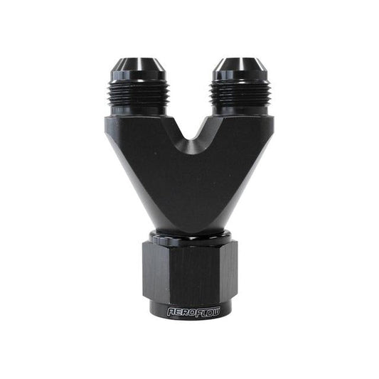 Aeroflow U-Block Female -10 To 2 X -8AN Male Nipples Straight Black
