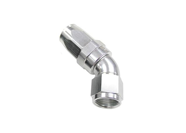 Aeroflow AF152-06S 45 Deg Hose End -06AN Silver Full Flow Taper Style AF152-06S