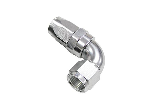 Aeroflow AF153-06S 90 Deg Hose End -06AN Silver Full Flow Taper Style AF153-06S