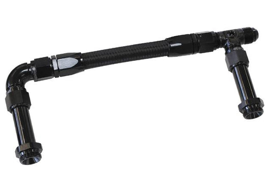 Aeroflow AF160-08BLK Holley Dual Inlet Rail -8AN Black Suits 2X Metering Blocks