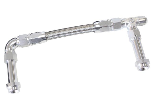 Aeroflow AF160-08S Holley Dual Inlet Rail -8AN Silver Suits 2X Metering Blocks