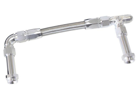 Aeroflow AF160-08S Holley Dual Inlet Rail -8AN Silver Suits 2X Metering Blocks