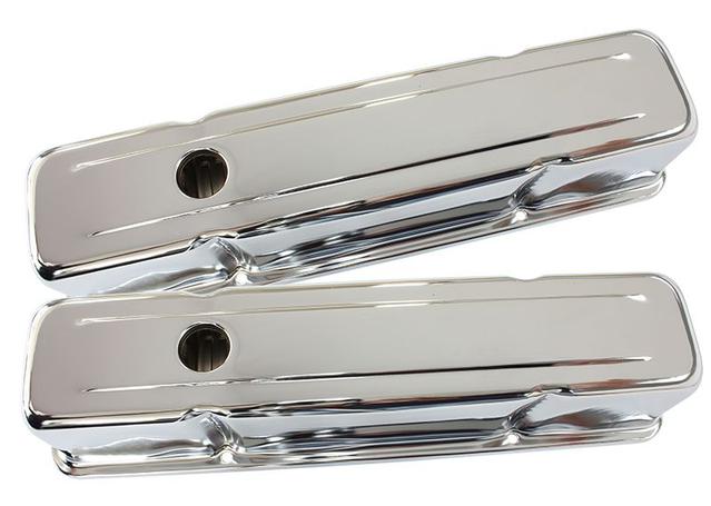 Aeroflow AF1821-5050 Valve Cover Tall Chrome Without Logo Fits Chev 283-350 SBC