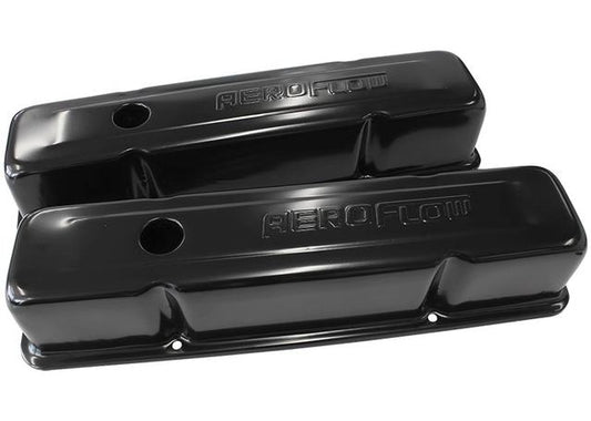 Aeroflow AF1822-5000 Valve Cover Tall Black With Logo Fits Chev 283-350 SBC