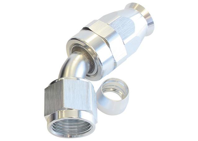 Aeroflow AF202-03DS Alloy 45 Deg Hose End -3AN Silver Swivel Nut Suits Teflon AF202-03DS