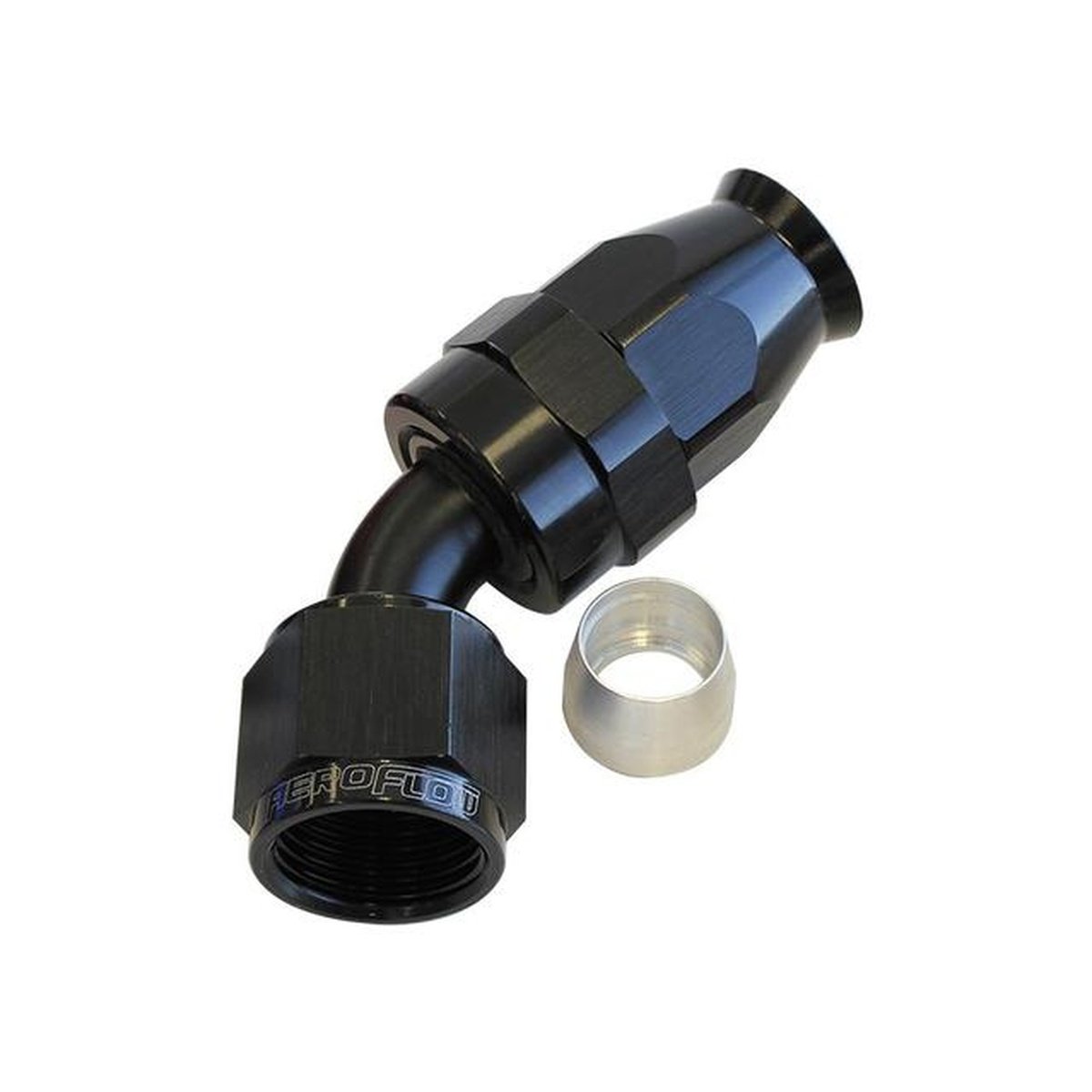 Aeroflow AF202-04DBLK Alloy 45 Deg Hose End -4AN Black Full Swivel Suits Teflon AF202-04DBLK