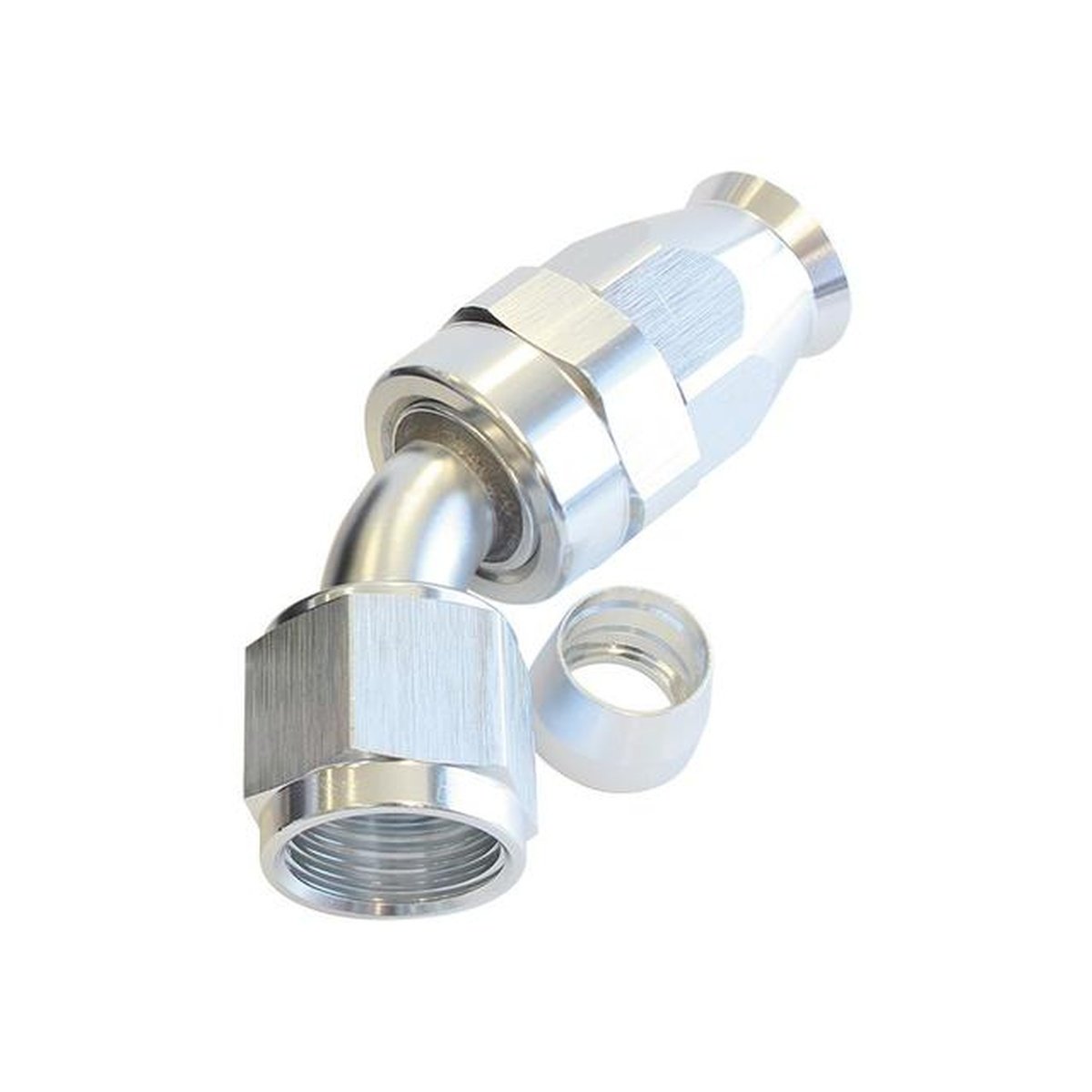 Aeroflow AF202-04DS Alloy 45 Deg Hose End -4AN Silver Full Swivel Suits Teflon AF202-04DS