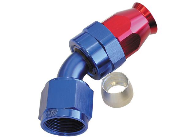 Aeroflow AF202-08D Alloy 45 Deg Hose End -8AN Blue Full Swivel Suits Teflon AF202-08D