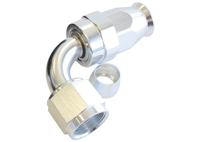 Aeroflow AF203-08DS Alloy 90 Deg Hose End -8AN Silver Full Swivel Suits Teflon AF203-08DS
