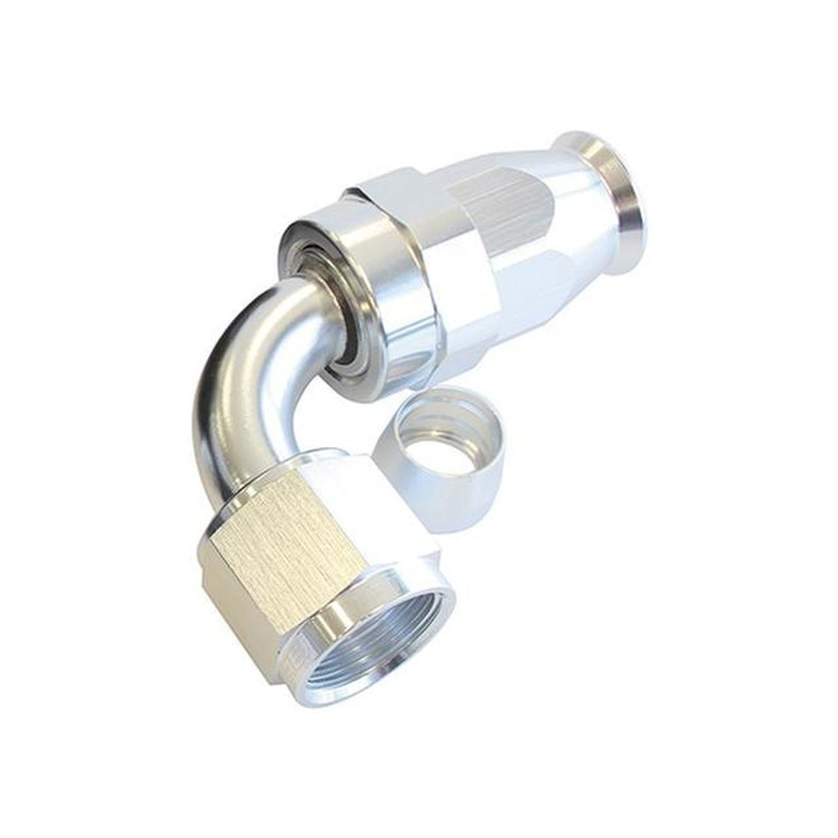 Aeroflow AF203-10DS Alloy 90 Deg Hose End -10AN Silver Full Swivel Suits Teflon AF203-10DS