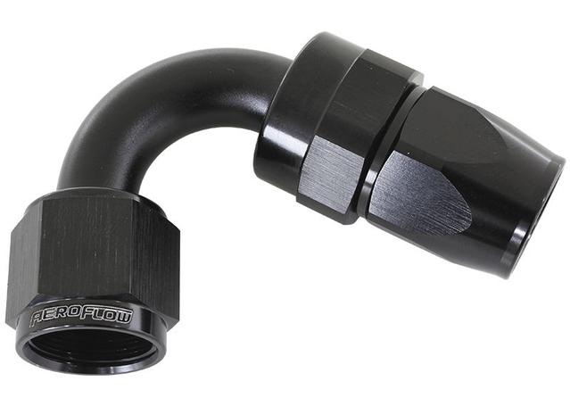 Aeroflow AF204-04DBLK Alloy 120 Deg Hose End -4AN Black Full Swivel Suits Teflon AF204-04DBLK