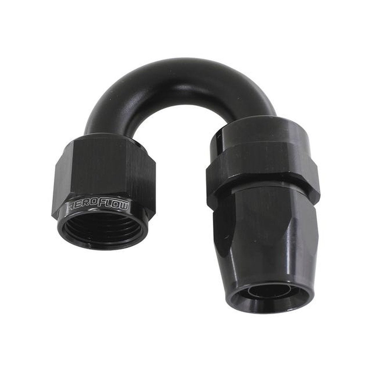 Aeroflow AF206-08DBLK Alloy 180 Deg Hose End -8AN Black Full Swivel Suits Teflon AF206-08DBLK