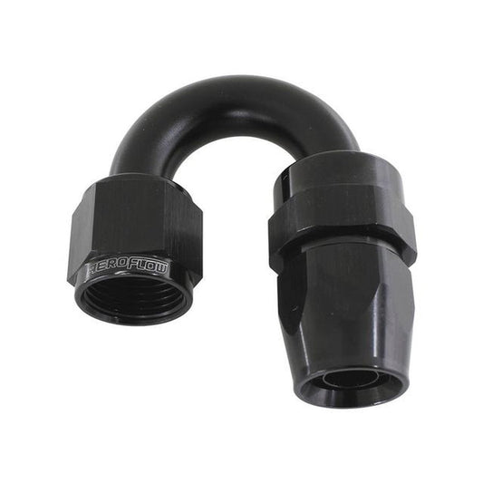 Aeroflow AF206-08DBLK Alloy 180 Deg Hose End -8AN Black Full Swivel Suits Teflon AF206-08DBLK