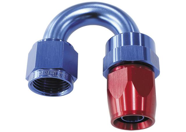 Aeroflow AF206-08D Alloy 180 Deg Hose End -8AN Blue Full Swivel Suits Teflon AF206-08D
