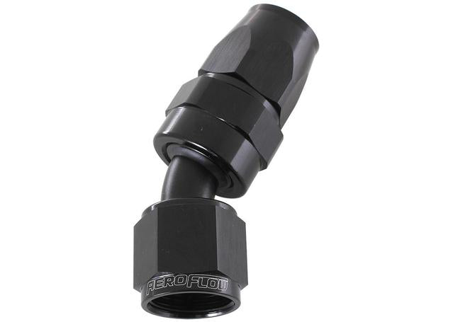Aeroflow AF207-03DBLK Alloy 30 Deg Hose End -3AN Black Swivel Nut Suits Teflon AF207-03DBLK