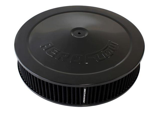 Aeroflow AF2251-1280 14" X 3" Air Cleaner Assy 5-1/8" Dropbase Black, Cotton