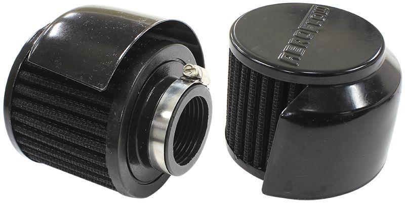 Aeroflow AF2271-1513 1-3/8" Breather Filter W/ Shield 3" O.D,2-1/2" H, Black Top