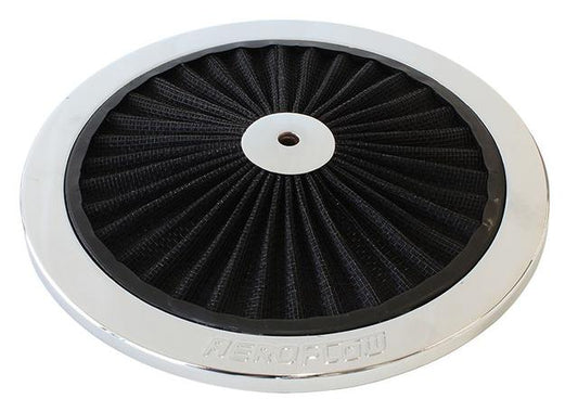 Aeroflow AF2851-0901 9" Chrome Full Flow Top Plate Black Cotton Hi Flow
