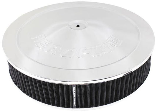 Aeroflow AF2851-1280 14" X 3" Air Cleaner Assy 5-1/8" Dropbase Chrome, Cotton