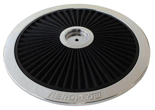 Aeroflow AF2851-1401 14" Chrome Full Flow Top Plateblack Cotton Hi Flow