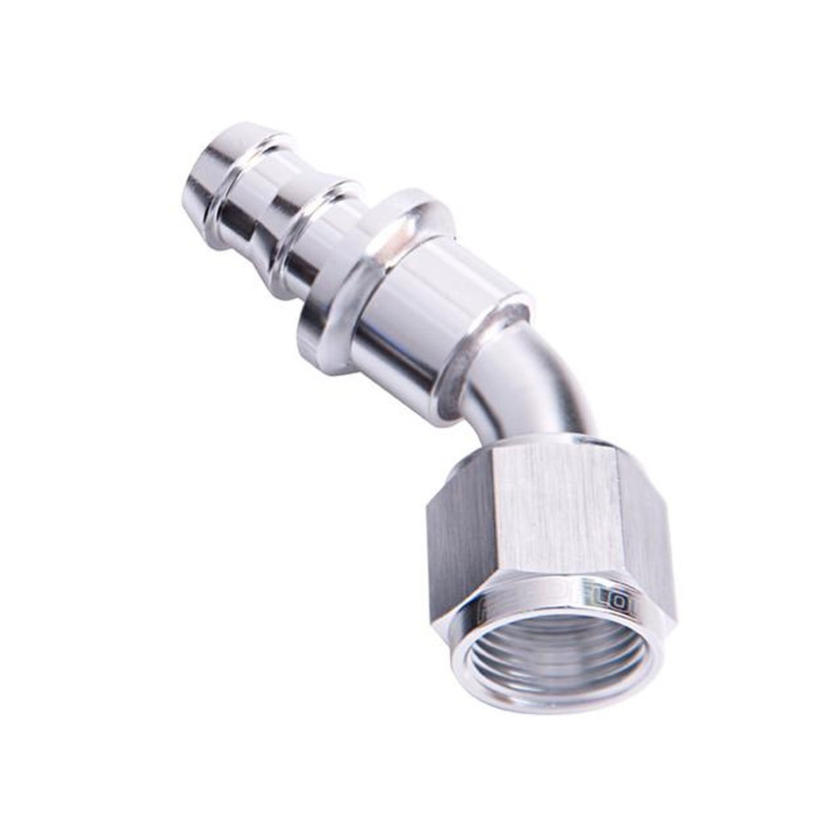 Aeroflow AF402-10S 45 Deg Push Lock End -10AN Silver No Clamp Required AF402-10S