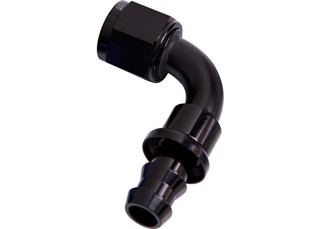 Aeroflow AF403-04BLK 90 Deg Push Lock End -4AN Black No Clamp Required AF403-04BLK