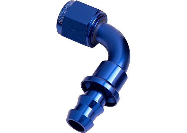 Aeroflow AF403-08 90 Deg Push Lock End -8AN Blue No Clamp Required AF403-08