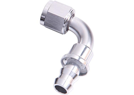 Aeroflow AF403-10S 90 Deg Push Lock End -10AN Silver No Clamp Required AF403-10S