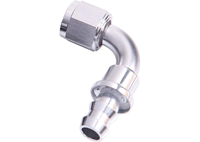 Aeroflow AF403-12S 90 Deg Push Lock End -12AN Silver No Clamp Required AF403-12S