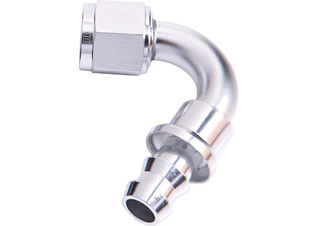 Aeroflow AF404-08S 120 Deg Push Lock End -8AN Silver No Clamp Required AF404-08S