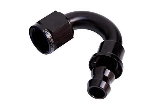 Aeroflow AF405-08BLK 150 Deg Push Lock End -8AN Black No Clamp Required AF405-08BLK