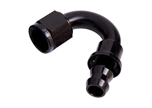 Aeroflow AF405-08BLK 150 Deg Push Lock End -8AN Black No Clamp Required AF405-08BLK