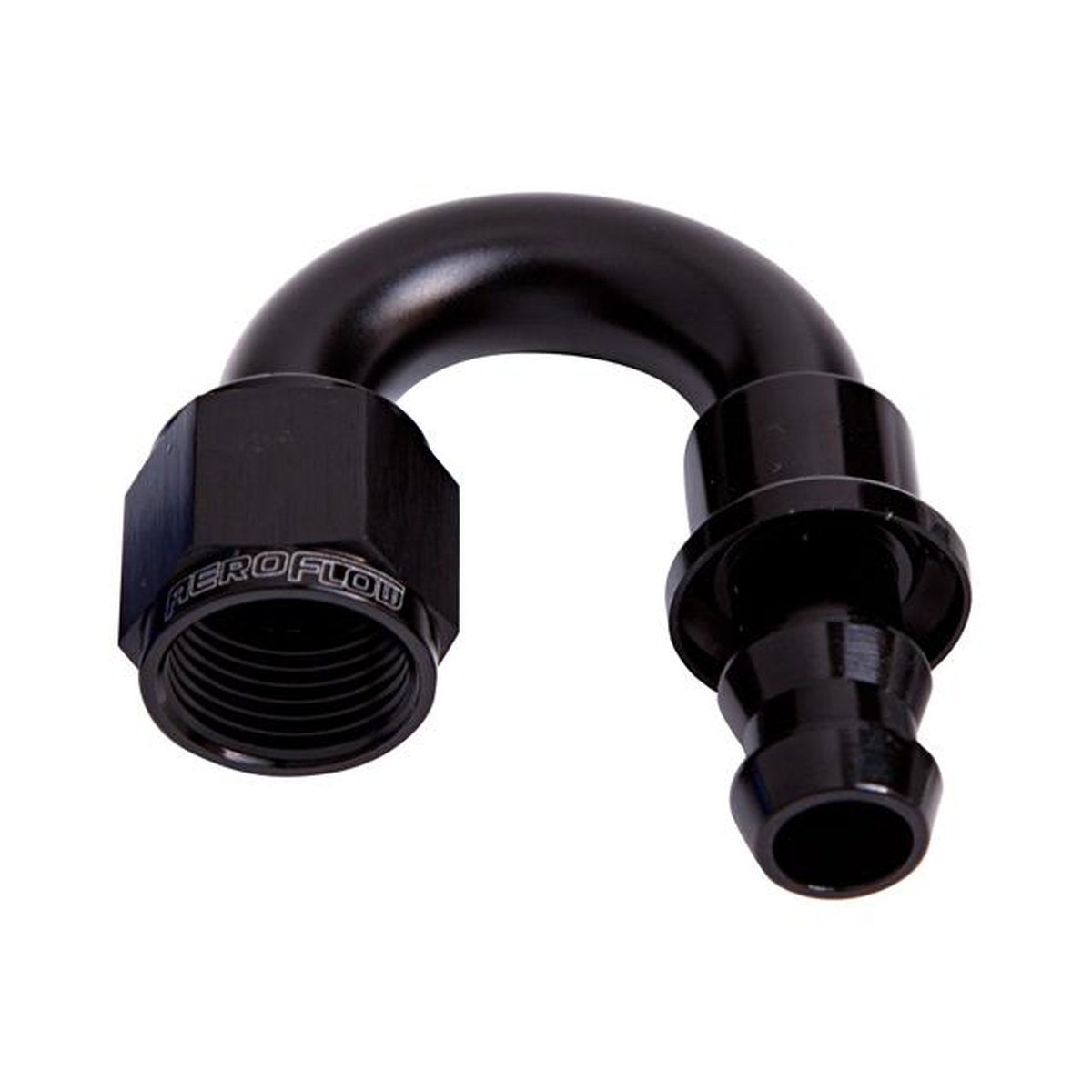 Aeroflow AF406-06BLK 180 Deg Push Lock End -6AN Black No Clamp Required AF406-06BLK