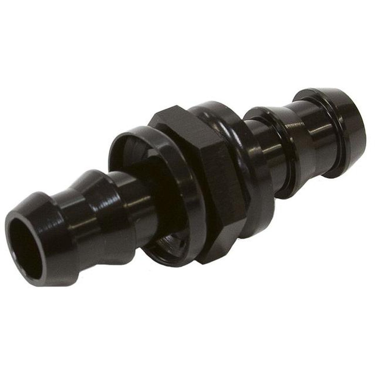 Aeroflow AF410-04BLK -4 Push Lock Barb Joiner Black 1/4" Male To Male Barb