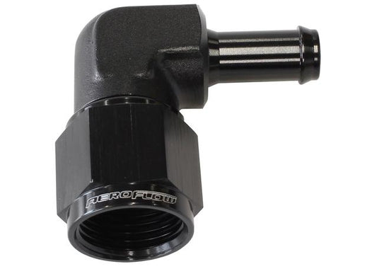 Aeroflow AF413-08-06BLK Female -8AN 90Deg To 3/8" Barb Black Swivel Nut
