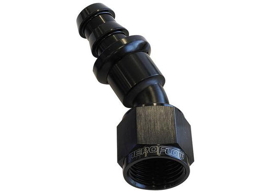 Aeroflow AF417-10BLK 30 Deg Push Lock End -10AN Black No Clamp Required AF417-10BLK