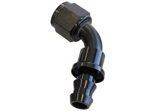 Aeroflow AF418-06BLK 60 Deg Push Lock End -6AN Black No Clamp Required AF418-06BLK