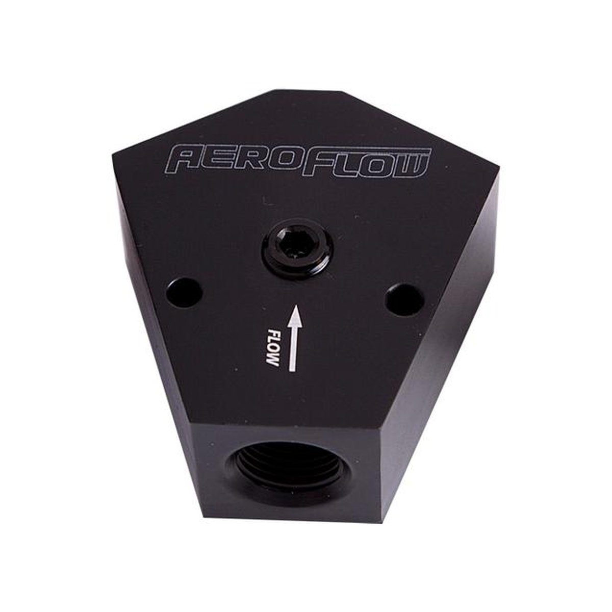 Aeroflow AF451-08BLK Fuel Block 3/8 - 3/8 In - Out Black 1/8" Npt Port