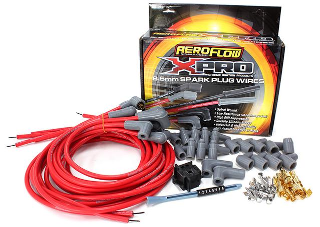 Aeroflow Univ Lead Set Red V8 90Deg Plug Ends Std & Hei Red