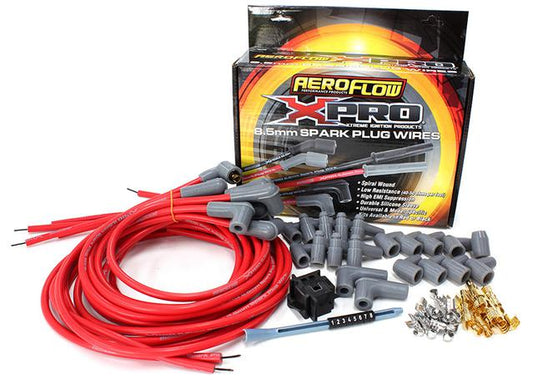Aeroflow Univ Lead Set Red V8 90Deg Plug Ends Std & Hei Red