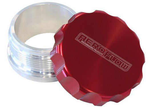 Aeroflow AF460-24R 1.5" Alum Weld Bung And Cap Raw Weld On / Red Cap