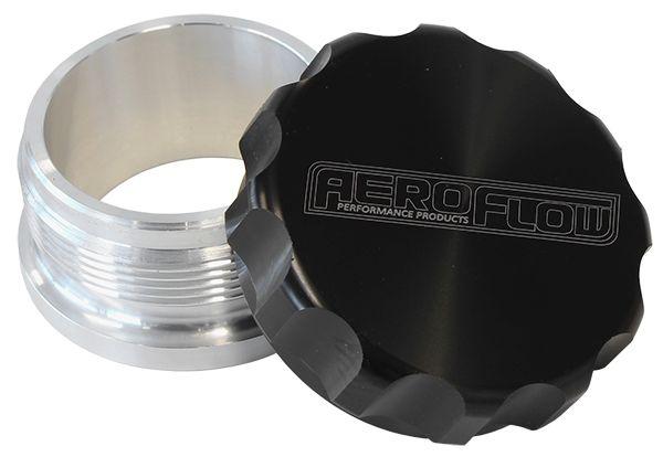 Aeroflow AF460-32BLK 2" Alum Weld Bung And Cap Raw Weld On / Black Cap